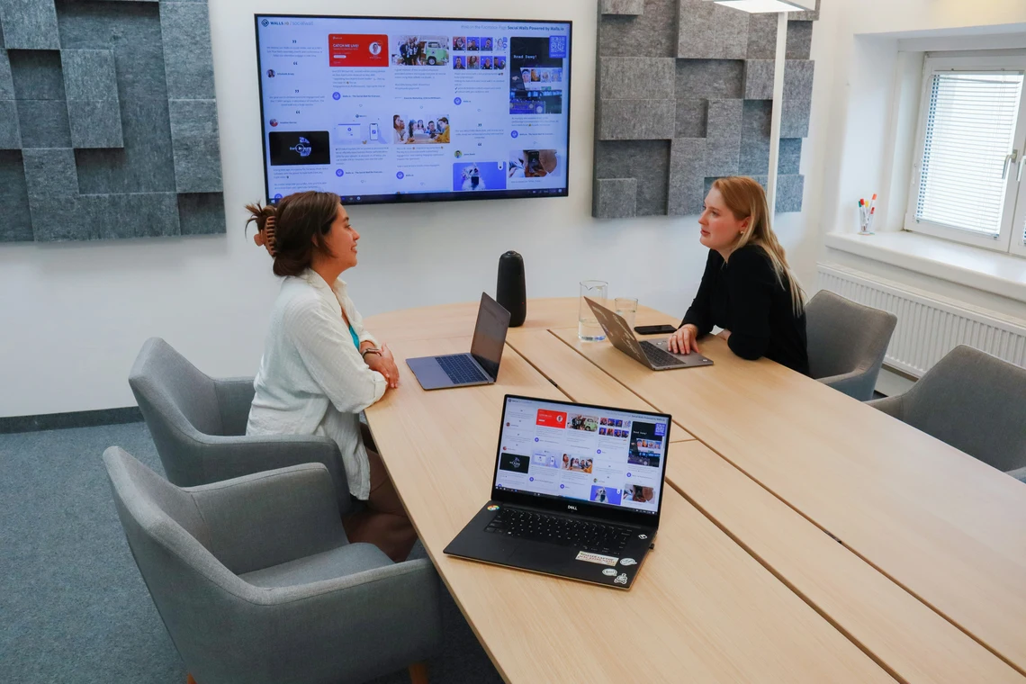 Woman giving a presentation in a conference room